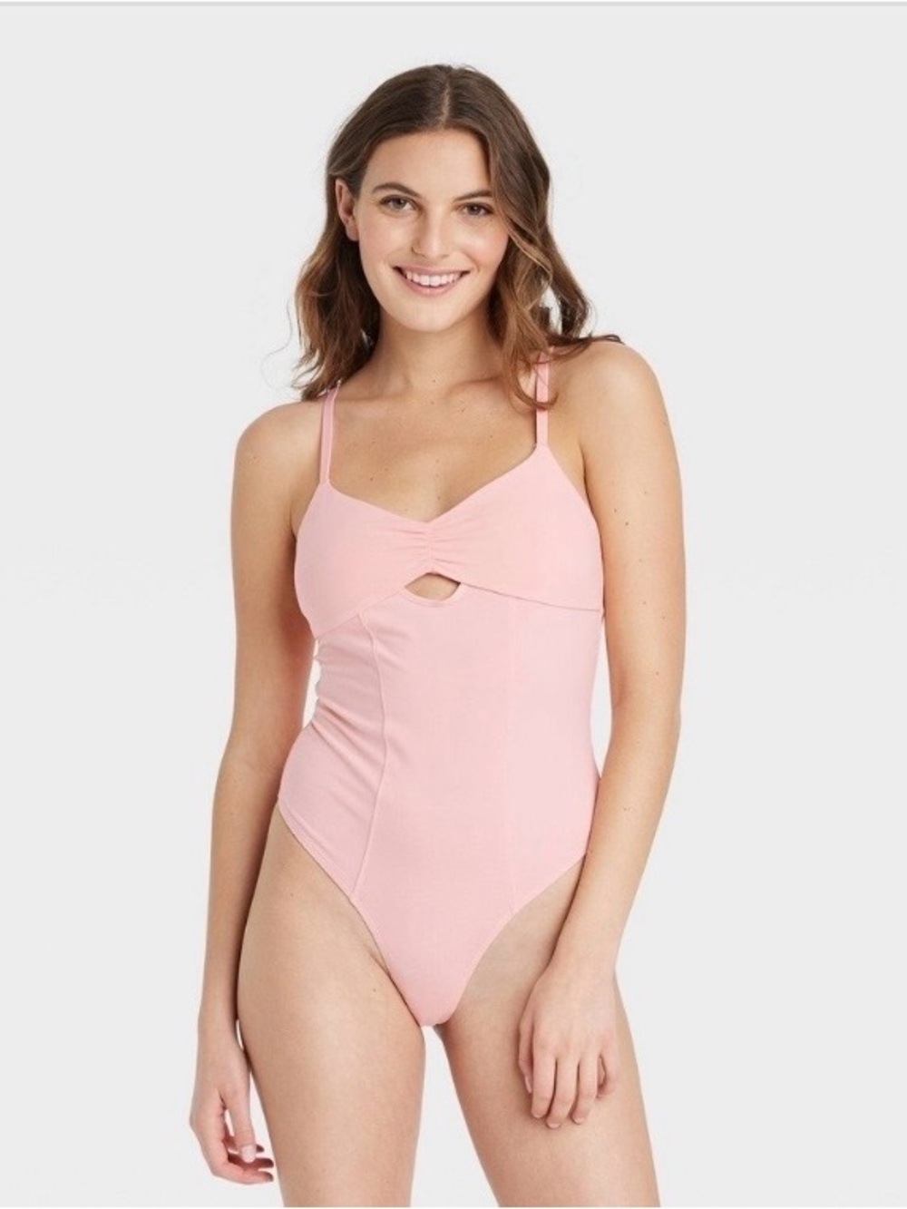Colsie Women’s Pink Bodysuit with Keyhole Thong bathing suit sun bathing Size S